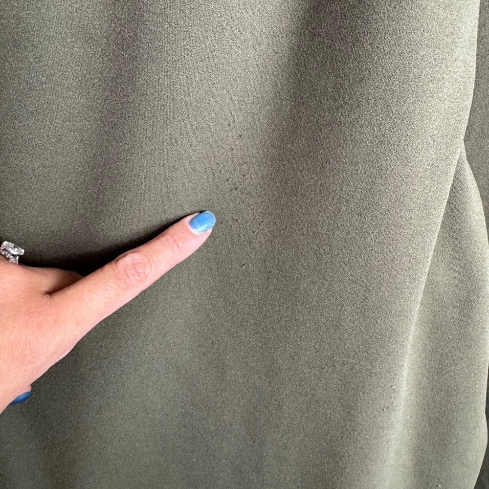 Calvin Klein Olive Green Ruffle V Neck Wide Leg Jumpsuit Sz 6 Holiday Workwear - Picture 9 of 9